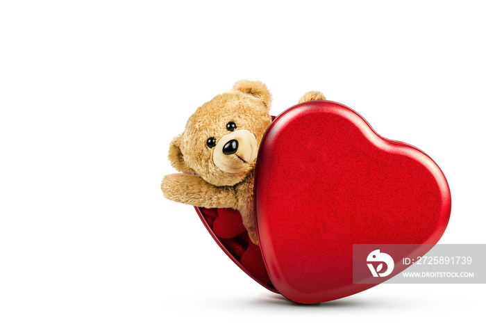泰迪熊和红盒子心形
