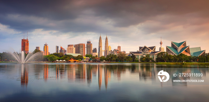 Kuala Lumpur. Panoramic cityscape image of Kuala Lumpur skyline during sunset.