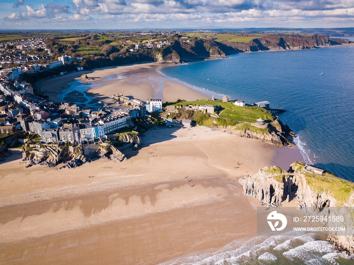 Tenby Pembrokeshire Wales Great Britain鸟瞰图