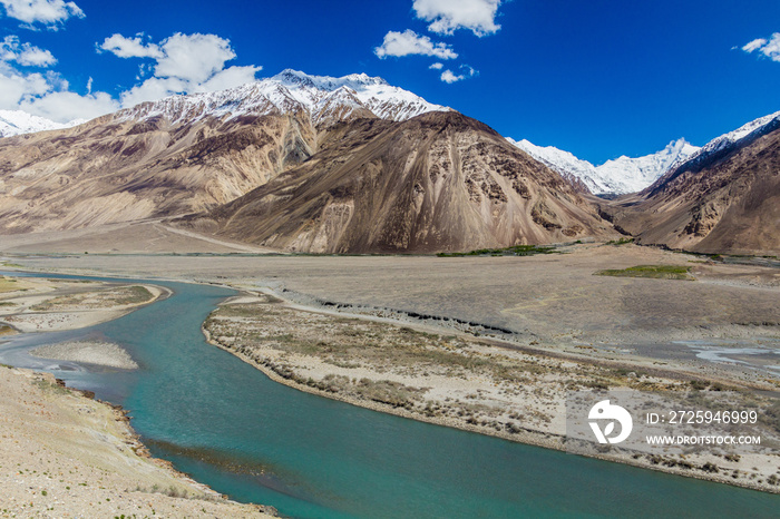 Wakhan valley between Tajikistan and Afghanistan