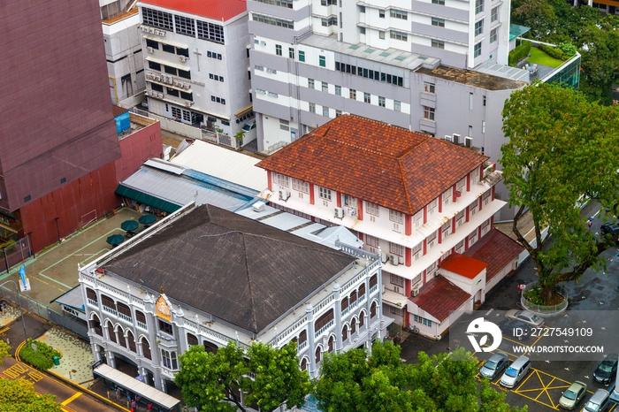新加坡街头鸟瞰图