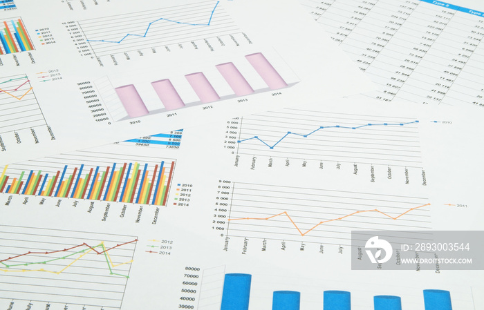 Business concept, financial charts and graphs as background