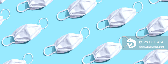 White surgical masks overhead view - flat lay