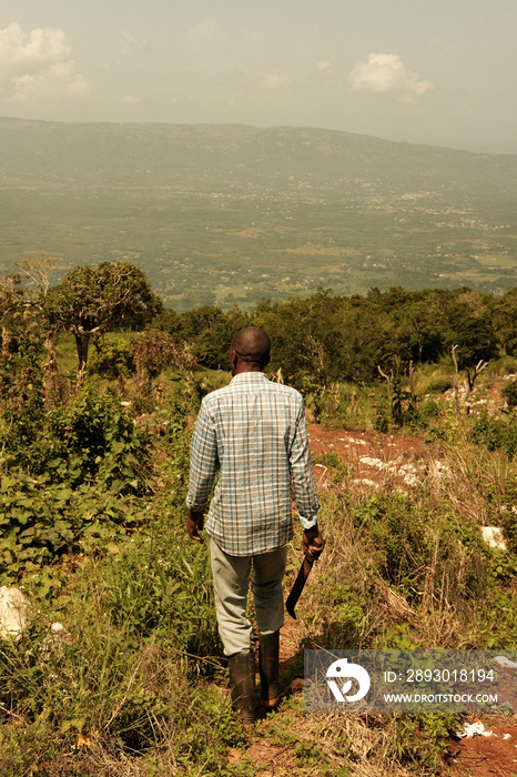 man walking in the field