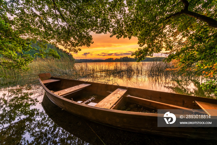 Beautiful summer sunset over the lake