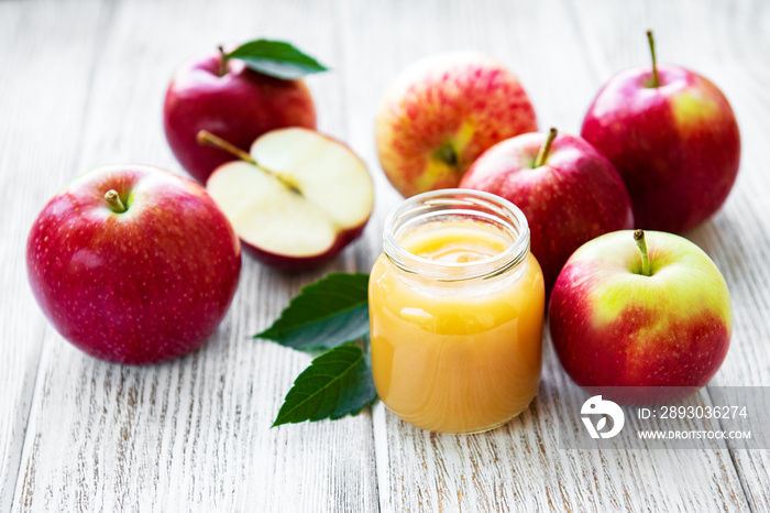 Applesauce in glass jar