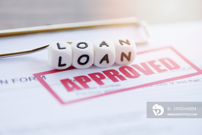 Loan approval / financial loan application form for lender and borrower for help investment bank est