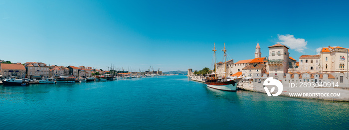 Mooring for yachts near the old town of Trogir, Croatia.