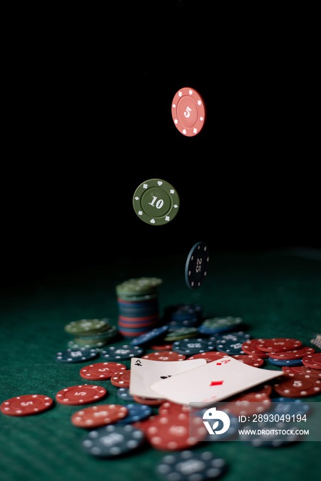 poker chips and cards