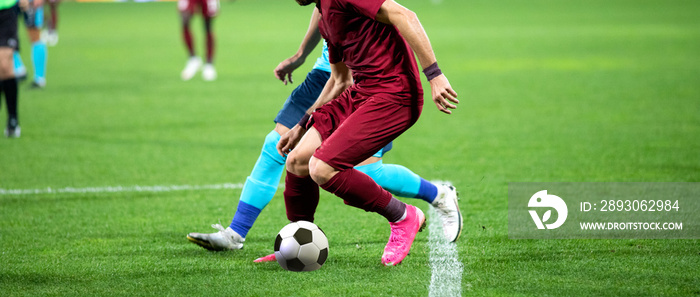 banner of soccer game players fighting for football