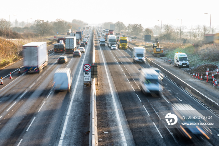 Morning View of frozen UK Motorway