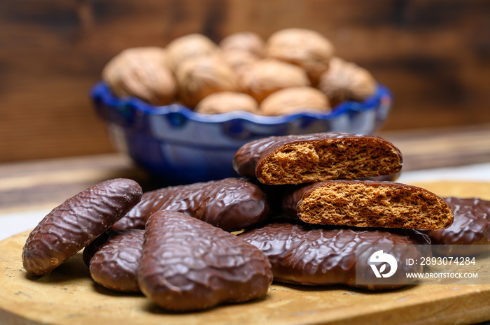 Tasty gingerbread glazed cookies from Torun, Poland