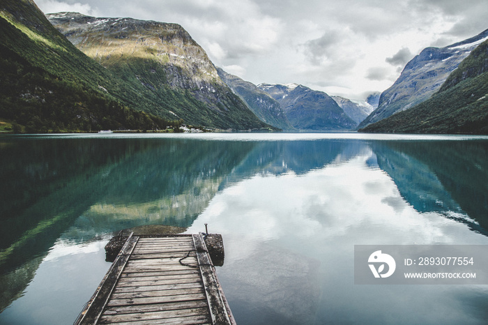 Lovatnet lake near Geiranger Fjord in Norway