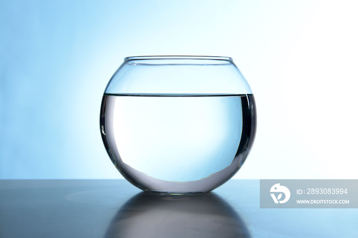 Fish bowl on light blue background