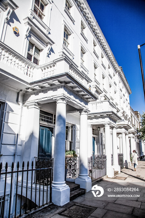 row of white houses in Notting Hill