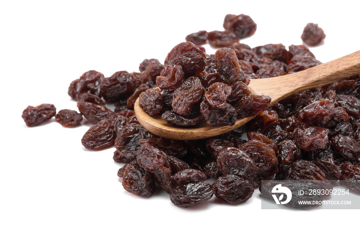 Raisins on a white background.