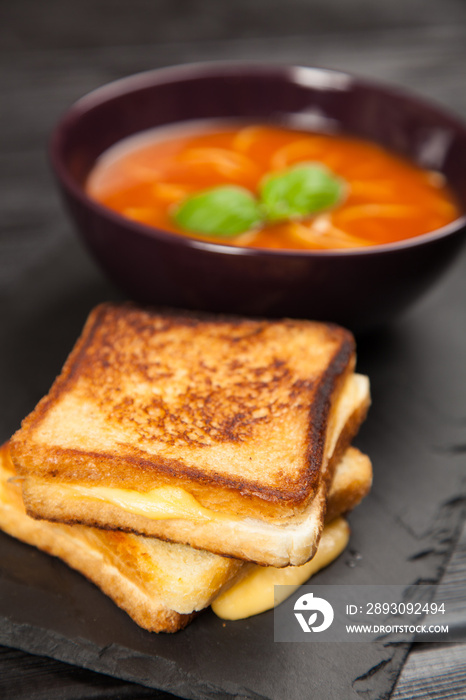 Tomato soup and basil