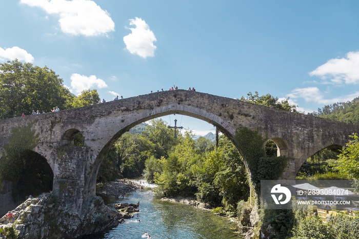 Roman bridge in Cangas de Onis, Asturias, Spain