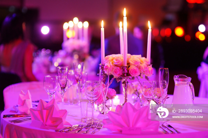 Table set for an event party or wedding reception