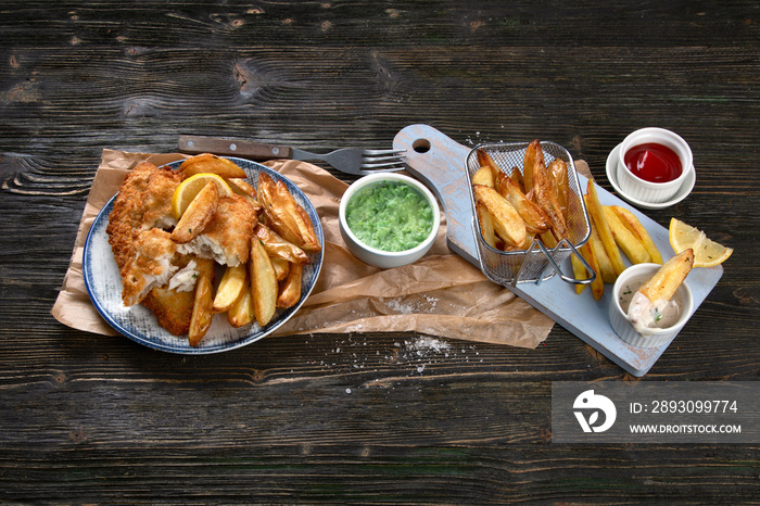 British traditional cuisine fish and chips