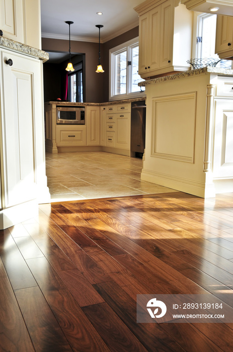 Hardwood  and tile floor