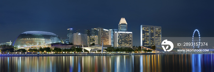 新加坡夜晚的天际线