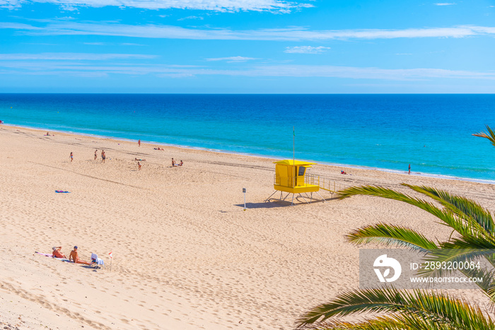 Sunny day at Playa de Matorral at Morro Jable, Fuerteventura, Canary islands, Spain