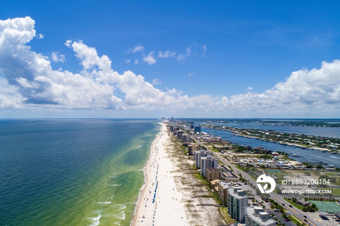 Aerial view of Perdido Key Beach in Pensacola, Florida