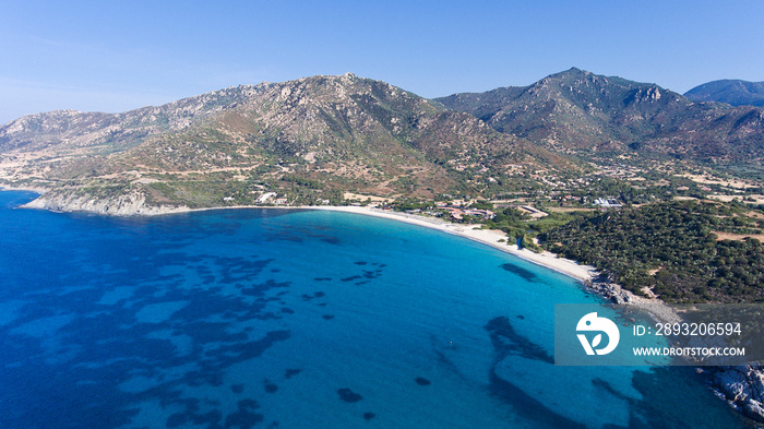 aerial view of Campus beach in Villasimius