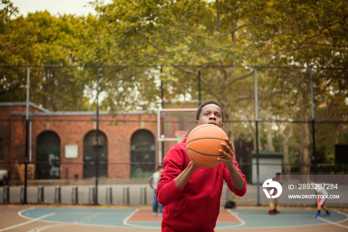 Boy playing basketball