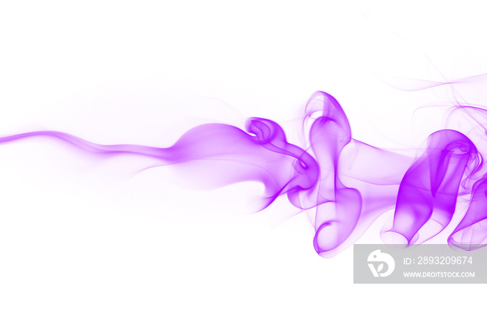 Purple smoke abstract on white background