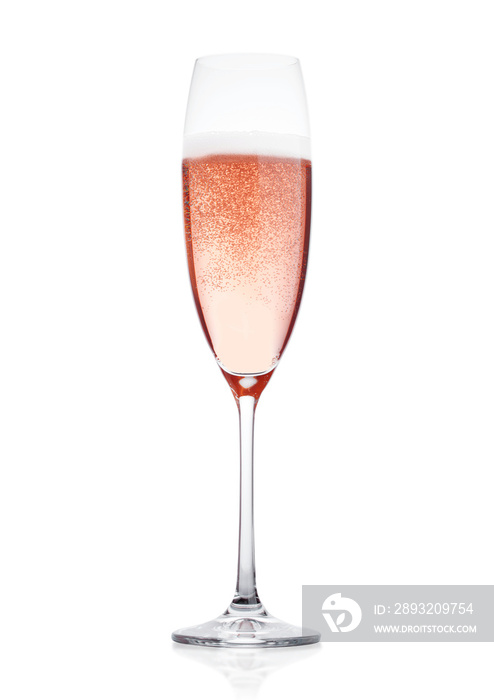 玫瑰粉色香槟酒杯，气泡分离