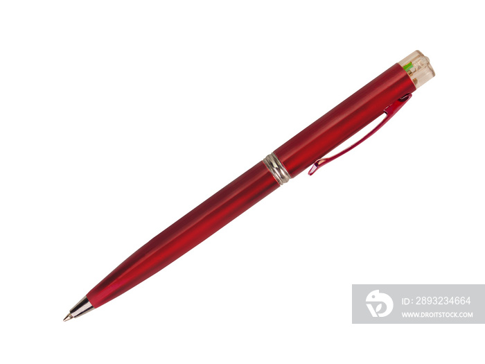 Red pen  on white background. ( clipping path)