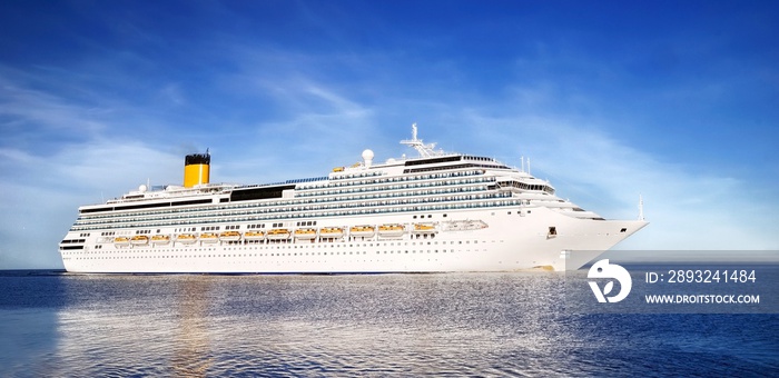 white cruise liner entering the port of Riga