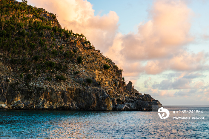 Travel photo of St. Barth’s Island, Caribbean. The famous Shell Beach, in St. Barth’s (St. Bart’s) C