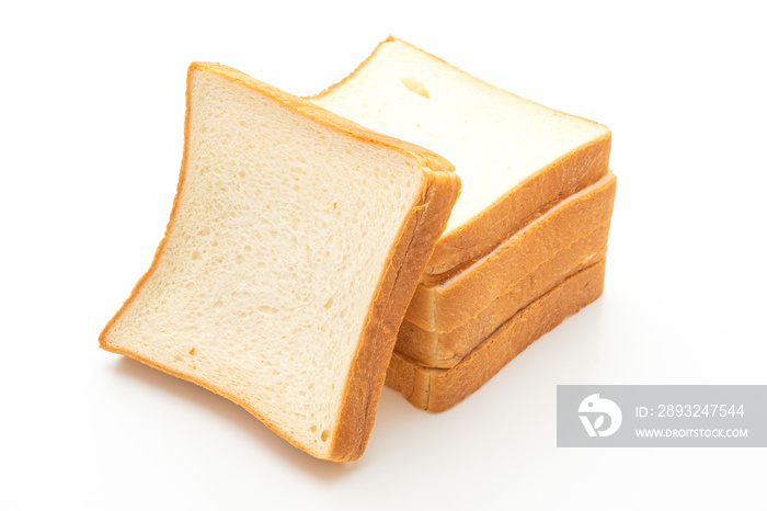 slices bread on white background