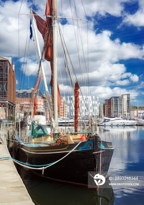 Boats moored up at Ipswich marina on a vibrant sunny day