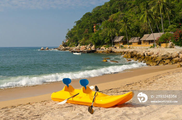 Untouched tropical beach in Yelapa, Puerto Vallarta, Mexico.