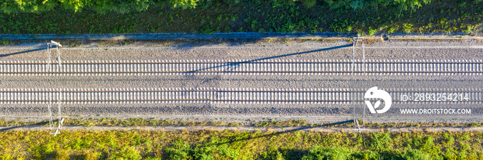 Railway track tracks line railroad train rail aerial photo panoramic view