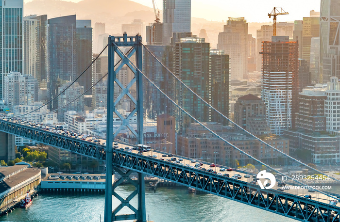 Aerial view of the Bay Bridge in San Francisco, CA