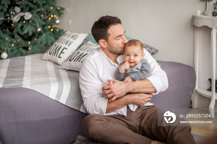 dad and his little son at home