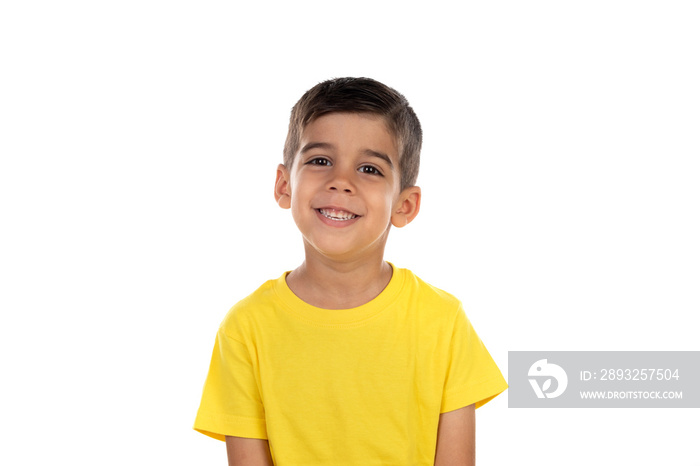 Happy dark child with yellow t-shirt