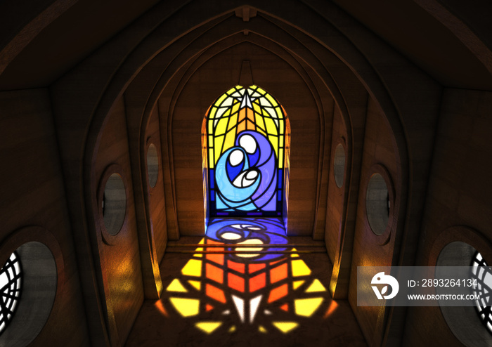 Stained Glass Window Nativity Scene