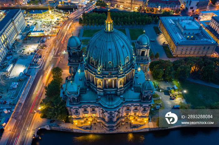 Aerial view from dome in Berlin at night