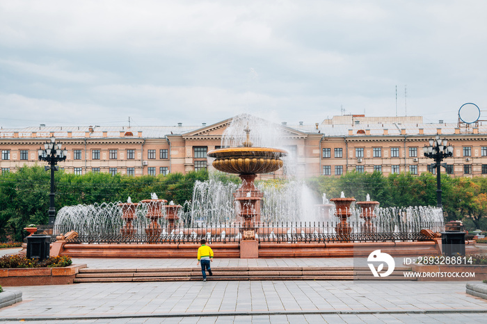 俄罗斯哈巴罗夫斯克列宁广场喷泉