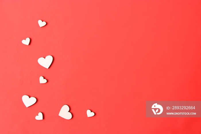 Valentines day background in minimalism style. Hearts, background, place to insert text.