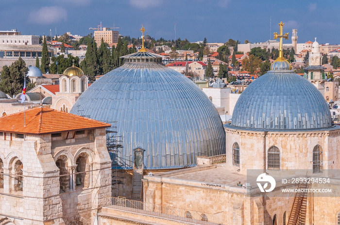 Church of the Holy Sepulchre. Via Dolorosa, 9th station. Old City of Jerusalem, Israel.