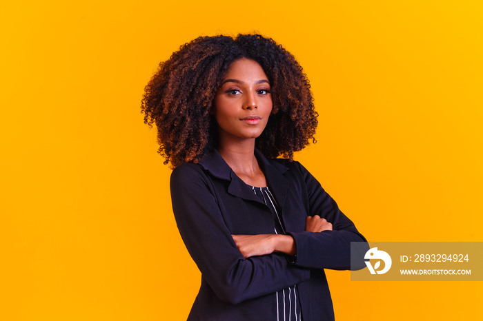 afro woman in pantsuit. Successful black woman, business woman.