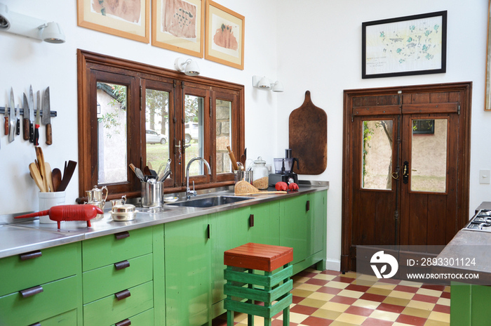 Kitchen counter and stool in average house