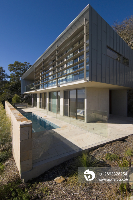 Exterior of a modern beach house; Sydney; NSW; Australia